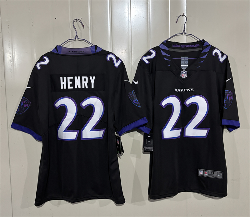 Men's Baltimore Ravens #22 Derrick Henry Black 2026 Alternate Vapor Stitched Limited Football Jersey